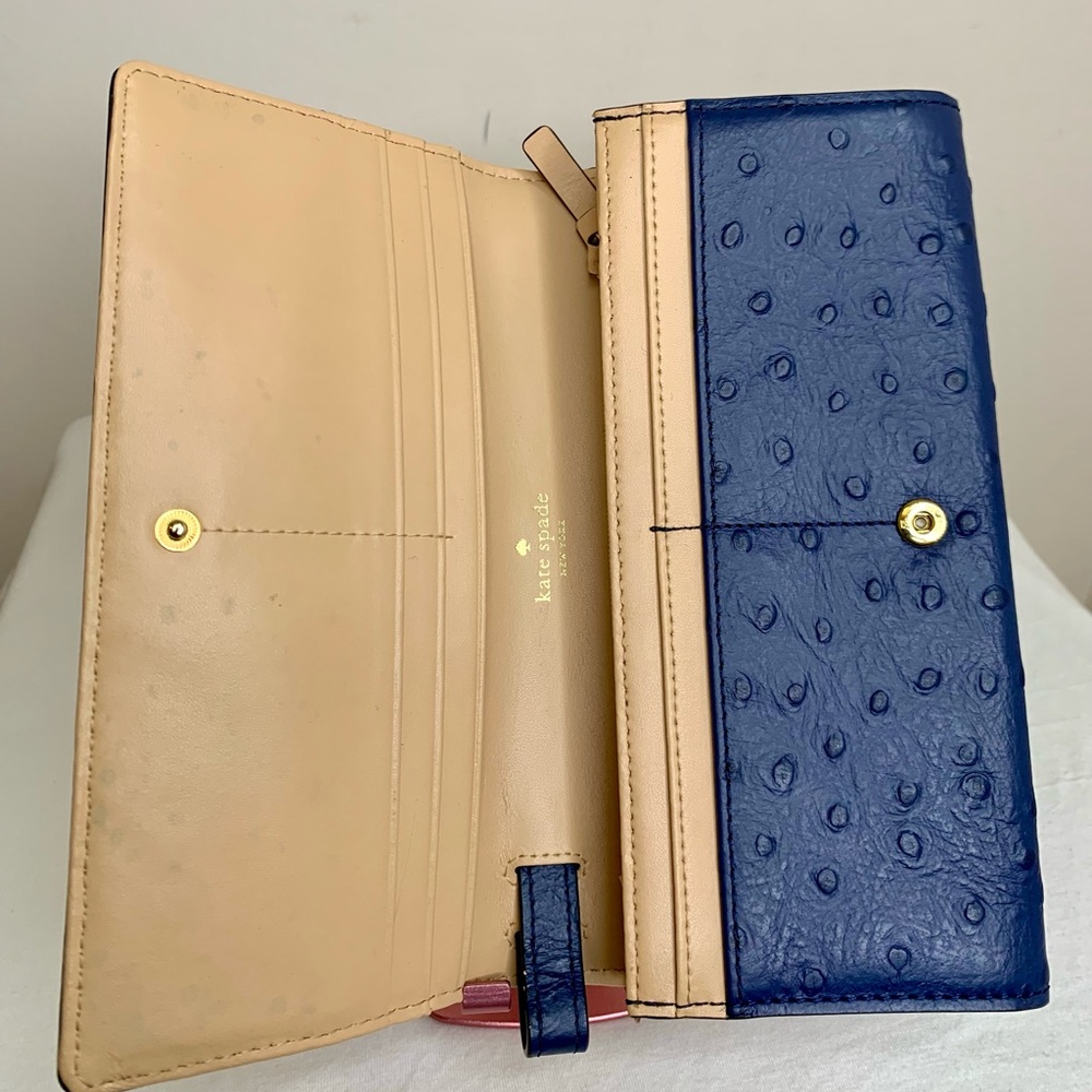 Authentic Kate Spade Blue Leather Halsey la vita Ostrich Handbag and wallet - Picture 16 of 16
